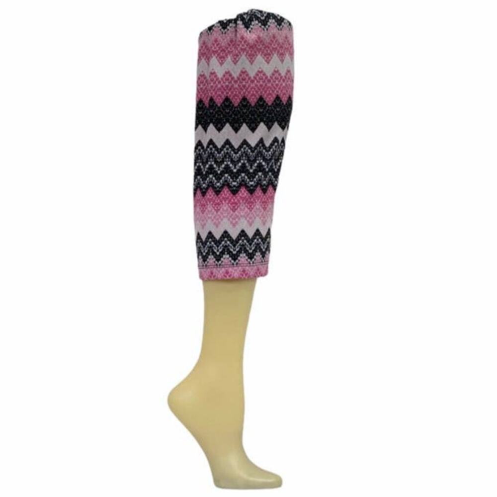 No Boundaries Pink & Black Chevron Print Capri Leggings Juniors XXL